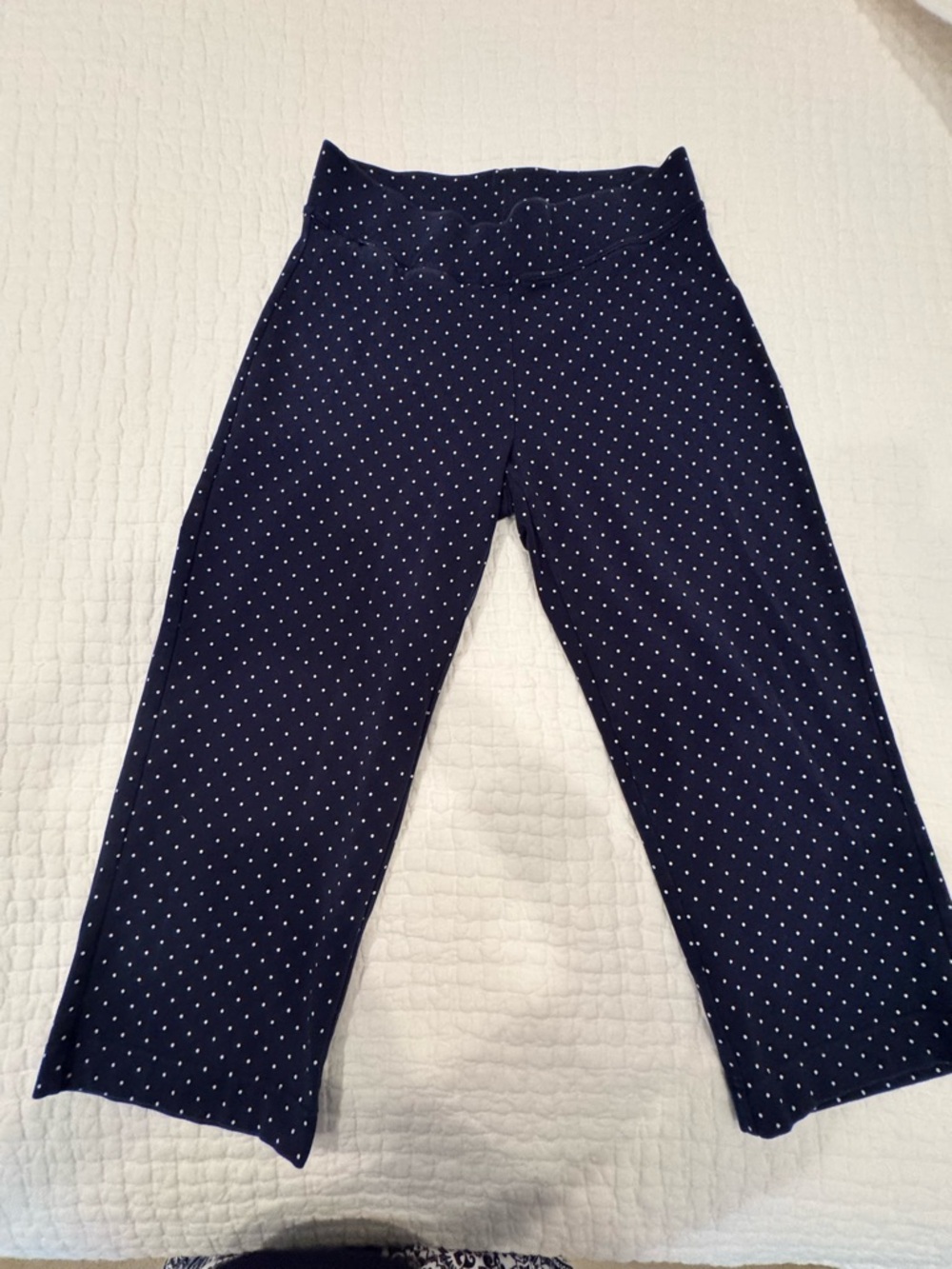 Lands' End Navy Polka Dot Capris